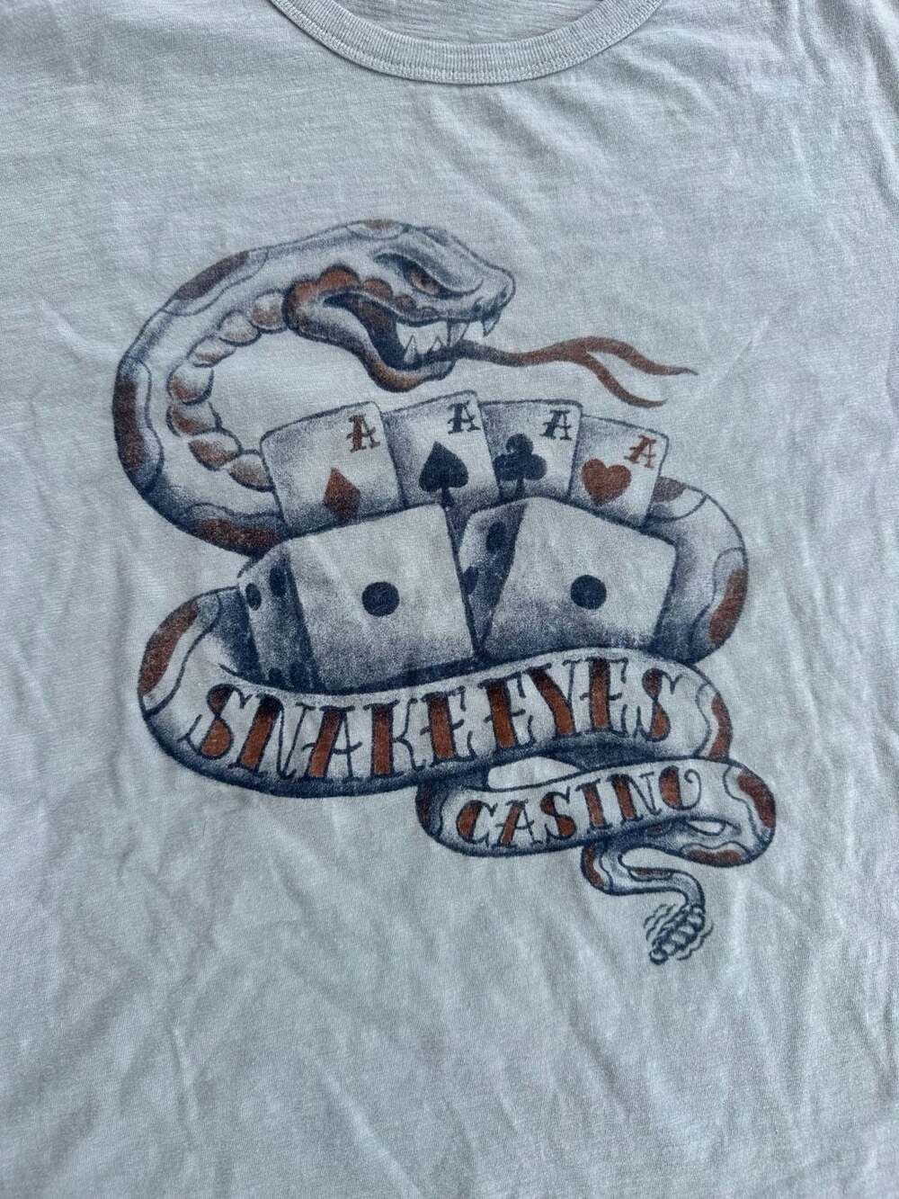 Lucky Brand Snake Eyes Casino Dice Poker Aces Graphic T-Shirt Medium